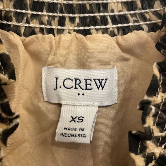 J Crew Factory Leopard Long Sleeve Chiffon Gathered Mock Neck Blouse - Picture 6 of 11